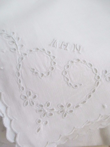 ANTIKE LEINENSERVIETTEN ~ 9ER SET ~ TEE ~ 9 ABENDESSEN ~ BESTICKT MONOGRAMMIERT #16 - Bild 6 von 8