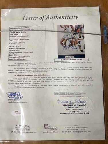 Wayne Gretzky Autografo "Il Grande - Giorni Oiler" Litografia 48/99 JSA Lettera - Foto 5 di 5