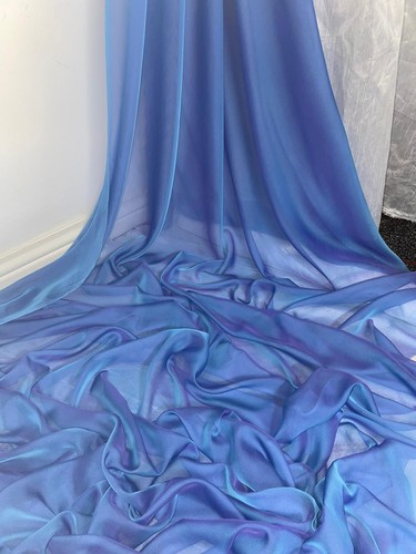 1 METER TWO TONE BLUE SOFT CATIONIC CHIFFON 100% POLYESTER FABRIC 58” WIDE - Picture 4 of 6