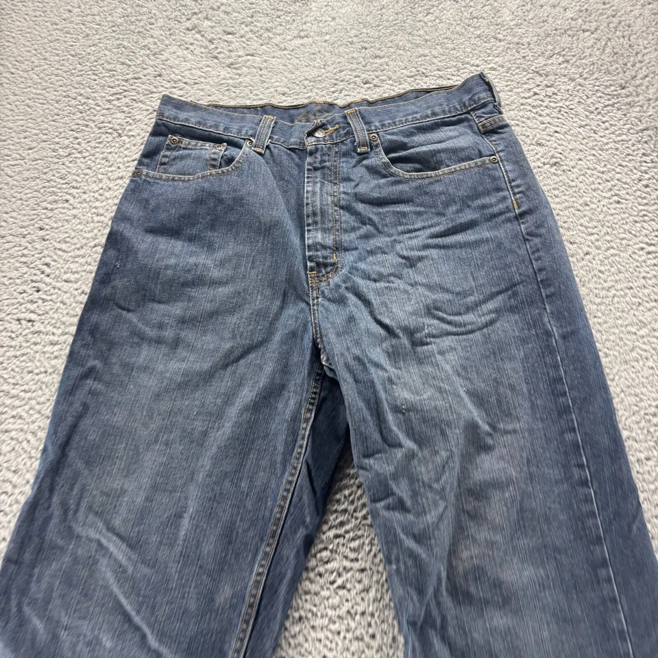 Pantalones de mezclilla holgados relajados de algodón lavado oscuro azul 32x32 vintage Axist para hombre Foto 2 de 4