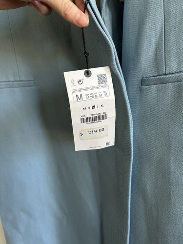Zara Long Wool Blend Coat Limited Edition Sky Blue Size Medium NEW - 第 2/4 張圖片