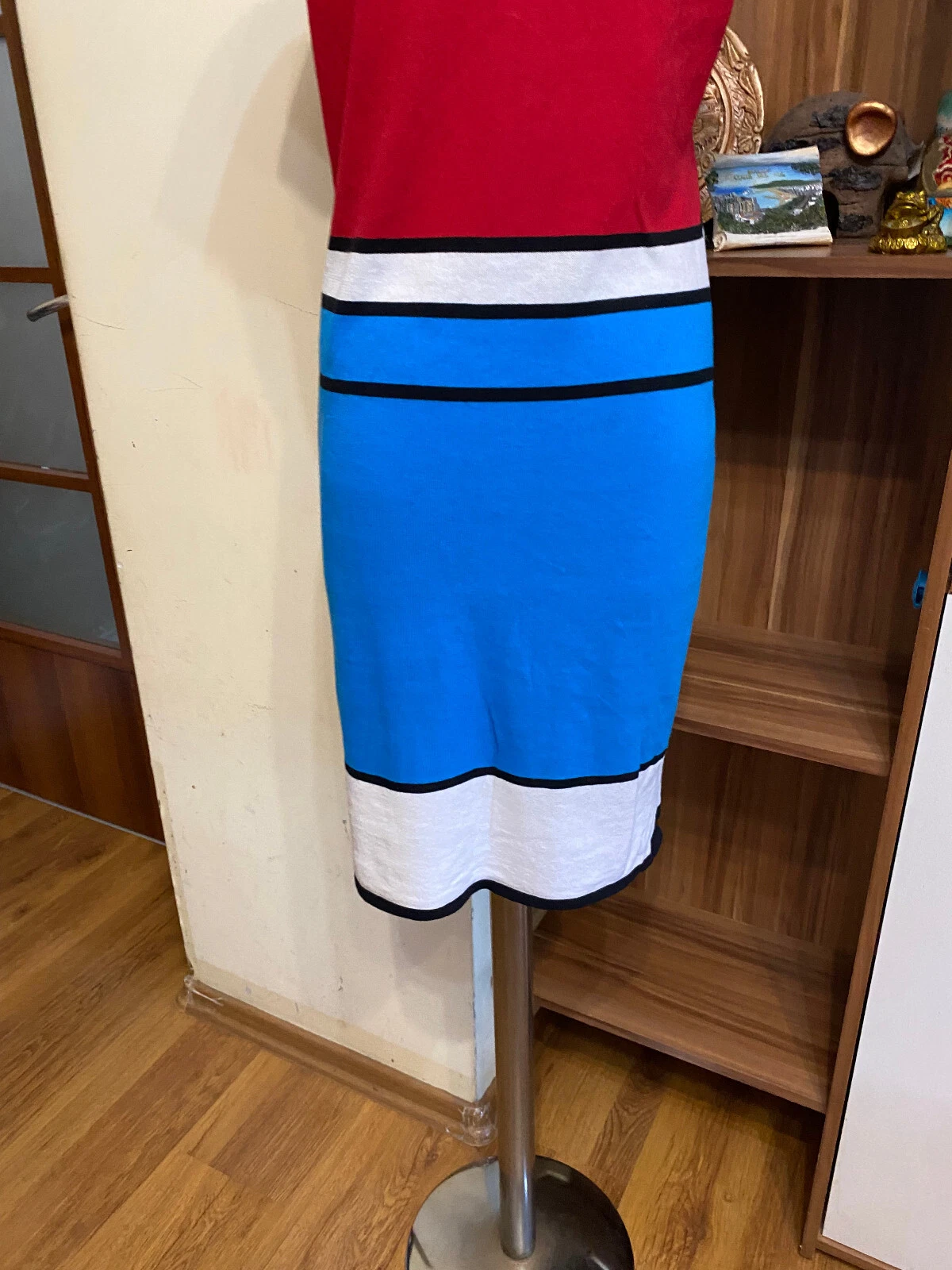 ABITO ICONICO LOVE MOSCHINO STRETCH MAGLIA SOTTILE COTONE COLORE BLOCCO GEOMETRICO MOSCHINO