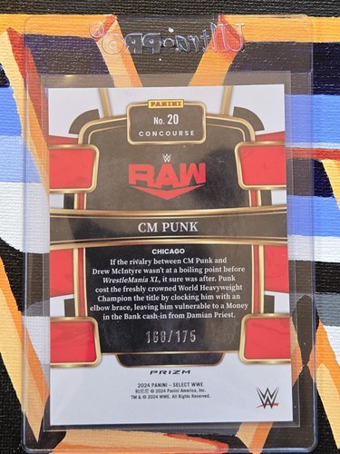 CM Punk- 2024 Panini Select WWE- #20 Concourse- Red Prizm Parallel 168/175 - Picture 2 of 2