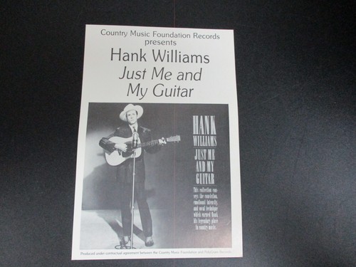 Hank Williams Promo Card Just Me & My Guitar'7&1/2x5,B&W - Picture 1 of 2