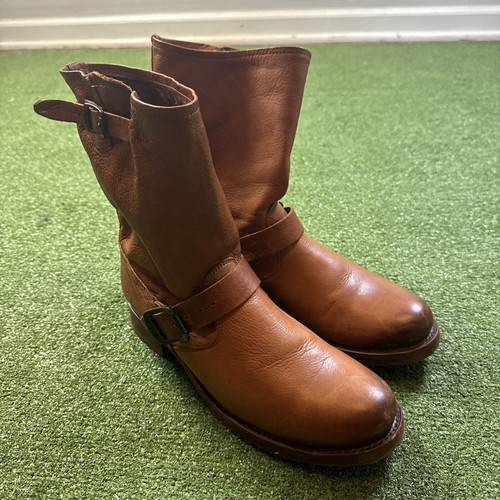 FRYE Jenna Engineer Short Cognac Leather Motorcycle Riding Work Boot Women Sz 14 - Bild 2 von 7