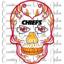 Sublimation Transfer Print Kansas City Chiefs Skull Ready To Press Heat Transfer