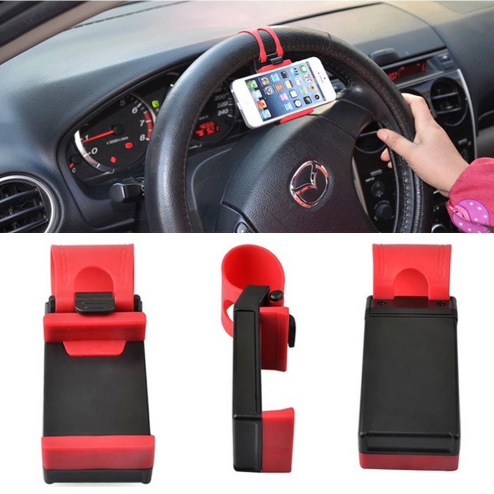 Universal Car Steering Wheel Bike Clip Mount Holder For Mobiles Cell