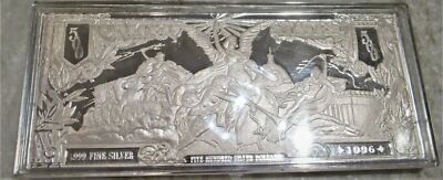 1996 $500 Certificate Half Pound 8 troy oz .999 Pure silver bar