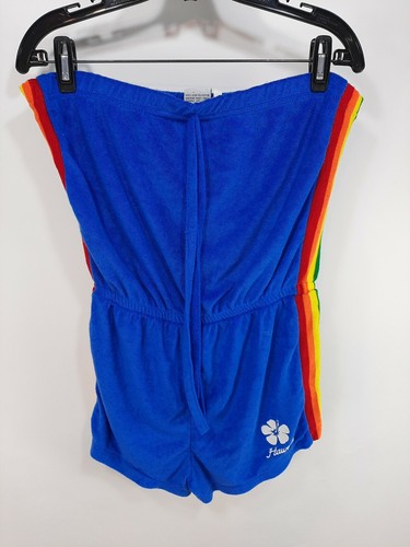 Vintage 70s Terry Cloth Fleece Romper Jumper One P