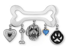 Shih Tzu Brooch Pin Handmade Silver Shih Tzu Jewelry SZ4-PN