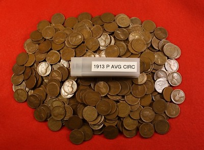 1913-P LINCOLN WHEAT CENT PENNY ROLL 50 coins