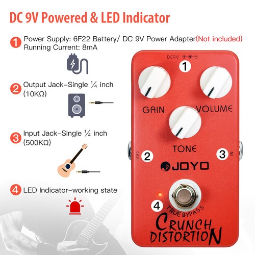 JOYO Crunch Distortion Guitar Pedal British Rock Tone True Bypass Free Return - Picture 4 of 10