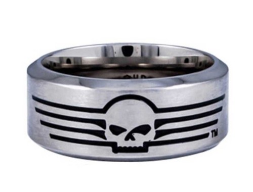 Harley Davidson Men's Willie G Skull Lines Band Ring Stainless Steel HSR0027