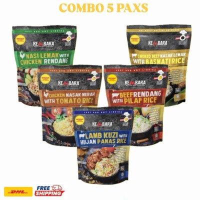 5 Packs of Travel MEAL Beef / Chicken / Nasi Lemak / Lamb Kuzi /Smoke Beef