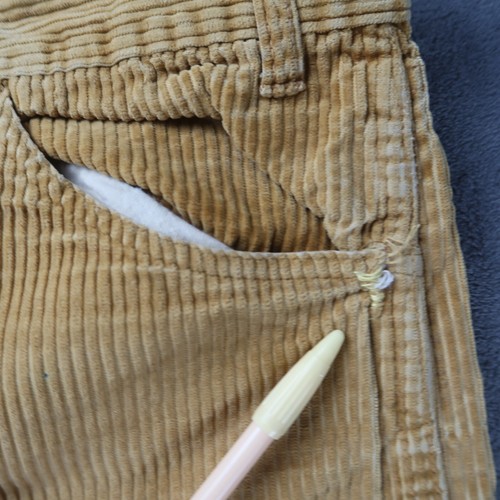 Vintage 60s 70s Levi's Big E Whale Corduroy Pants Size 29.5x25 Tan Straight Leg - Picture 16 of 21