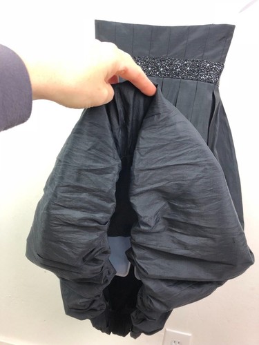 Laundry By Shelli Segal Black Silk Blend Bubble Hem Party Beaded Dress Sz 2 - Picture 6 of 7