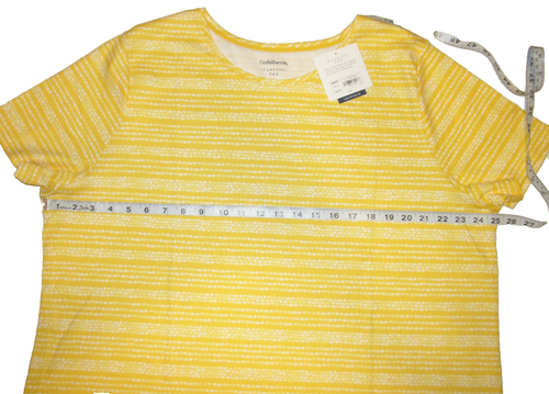 Croft & Barrow Mujer 2X Manga Corta Algodón Suave Crew Camiseta Clásica Amarilla Nueva con Etiquetas - Imagen 3 de 7