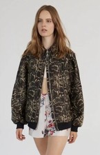STELLA McCARTNEY Bomber Jacket Animal Print Snake Cotton Silk Runway Resort 38 M