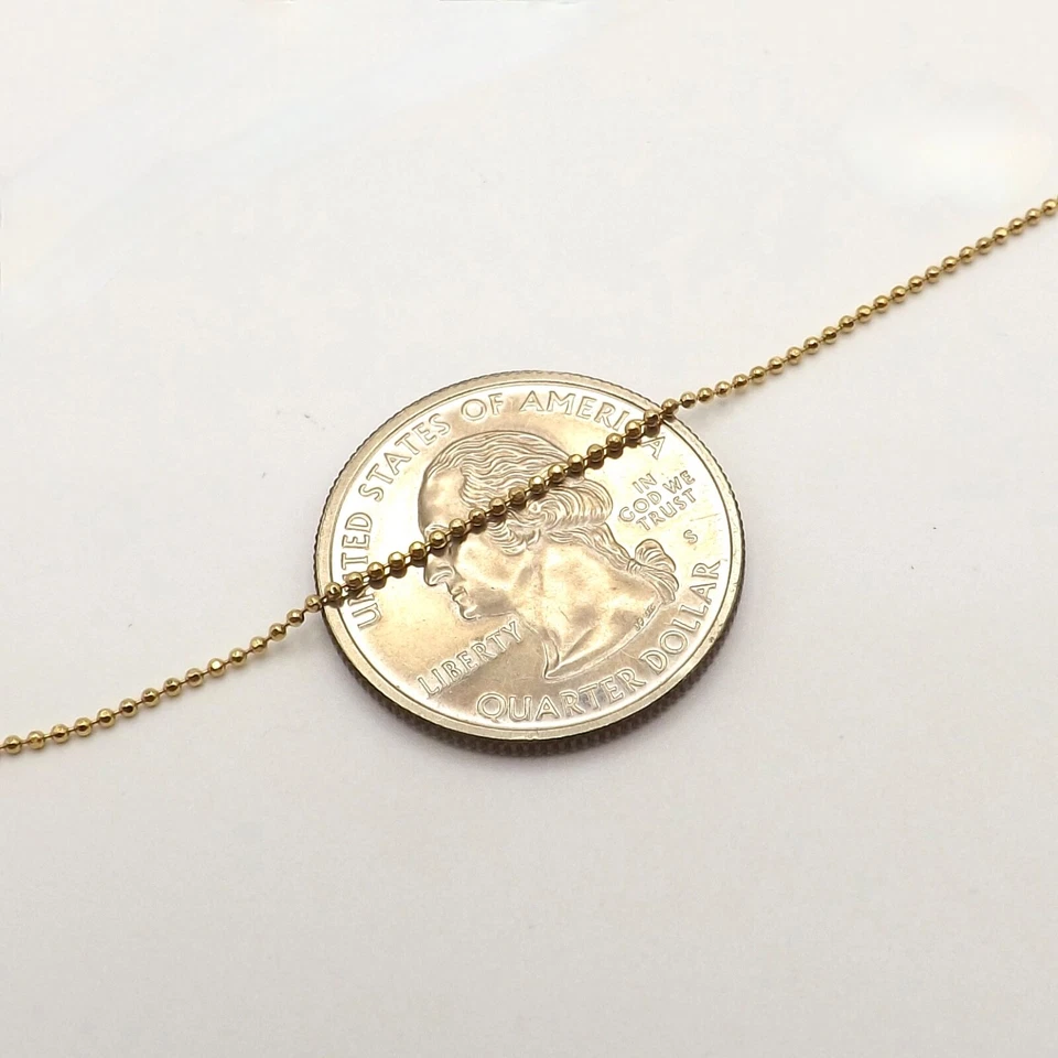 Collar colgante de cadena de inodoro con eslabones de bola de oro de 14k Italia 18 pulgadas brillante nuevo Foto 3 de 4