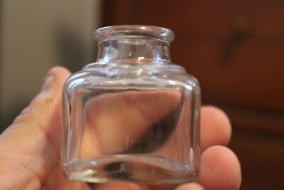 Antique Clear Square Ink Well, Item # A - 1206