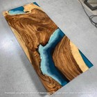 24"x48" Elegant Blue Epoxy River Dining Table Top Handmade Arts Made To Order