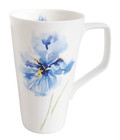 Blue Iris Mug Bone China Large 500ml 17fl oz Lovely Floral Watercolour Latte Cup