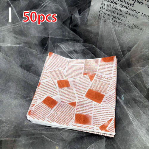 50Pcs Greaseproof Printed Disposable Fastfood Burger Paper Deli Wrap Takeaway - Picture 29 of 29