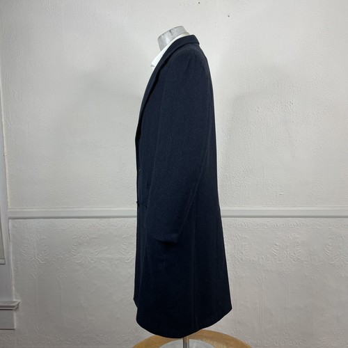 Vintage 1960s Hart Schaffner Marx Overcoat Pea Coat Mens 44S Blue Tweed - Picture 3 of 9
