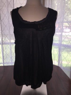 Haut Cami CAbi Noir à Volants Transparent - Taille M, Sans Manches | Occasion TB