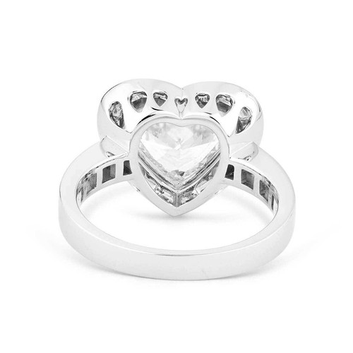 3.12Ct Classic Heart Cut Brilliant G/SI1 Diamond Ring Natural 18K White Gold GIA - Picture 2 of 11