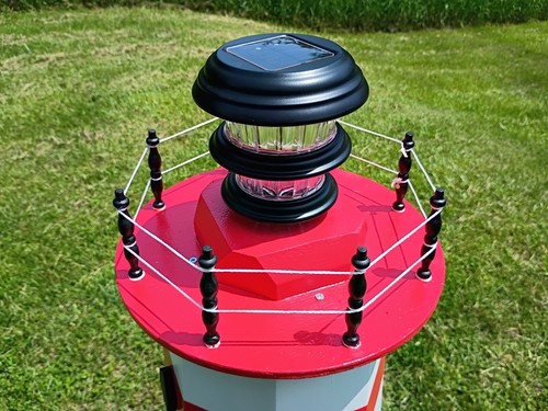 Leuchtturm Brunnenpumpe Abdeckung Solar Deko Außen - 4 Fuß hoch - Streifen - Bild 3 von 13