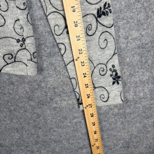 Sarah Spencer Lambswool Angora Floral Graphic Sweater Womens Large Gray Knit - Picture 8 of 11