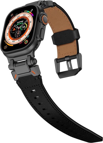 Leather Strap Sport Bands Metal Connector for Apple Watch Ultra Band 49/45/44mm - Imagen 29 de 51