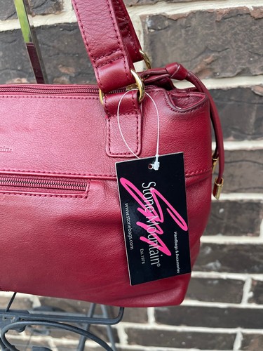NWT $115 Stone Mountain Leather Satchel Tote Shoulder Bag Red Vintage Style - Picture 5 of 8