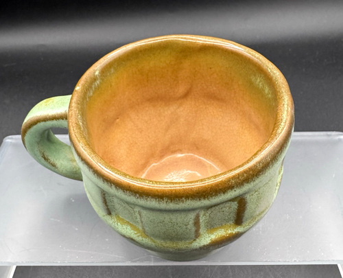 VTG 60s 70s MCM Frankoma Pottery 94C Prairie Green Wagon Wheel Cup Mug ADA CLAY - Picture 2 of 8