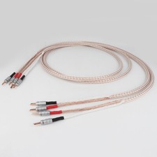 1pair 8TC 6N OCC Wire with Red Copper BFA Banana Plug HiFi Audio Speaker Cable