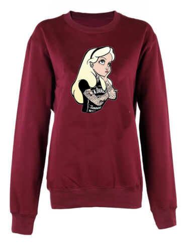 Alice in wonderland Rebel Tattoo crew neck sweatshirt unisex JD sweater pullover - Picture 3 of 7
