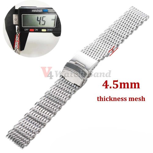 Thick Mesh Shark Style Watch Bracelet Stainless Steel 20mm 22mm Watch Strap Band - Picture 8 of 13