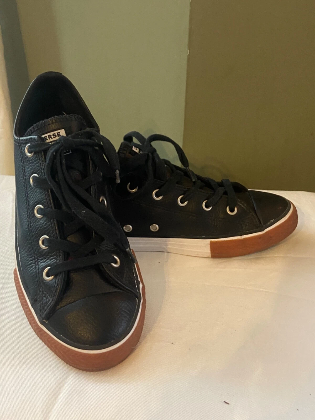 converse pelle nera uk 3 5