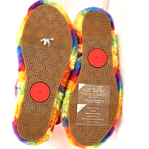 Womens Ugg Fluff Yeah Slide Cali Collage (Size 6) Rainbow Pride Slippers 1120002 - Picture 7 of 8