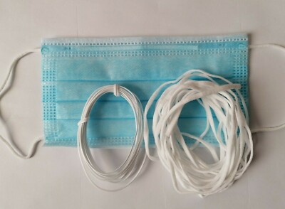 5 - 200 Meter Elastische Kordel Schnüre 3 mm Nasensteg Gesichtsmasken 1. Klasse UK P/P