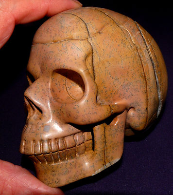 XL Edelstein-Schädel, Skull, Chinesischer Painting Stone 1212g 120x100x80mm