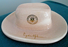 Vintage Lyndon B. Johnson Gold Signature Ceramic Cowboy Hat Cigar Ashtray