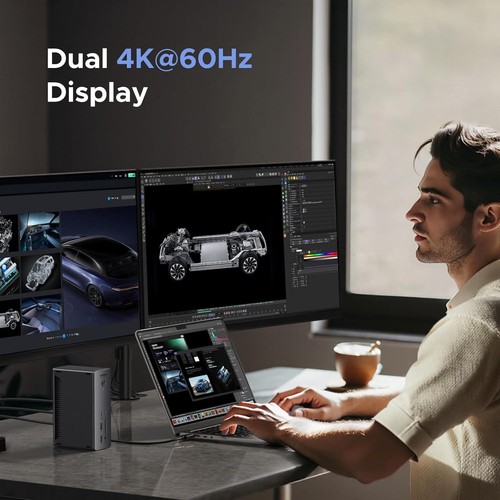 UGREEN Revodok Max 213, stacja dokująca Thunderbolt 4 (13 w 1) z podwójnym wyświetlaczem 4K@60Hz, 8k - Zdjęcie 4 z 9