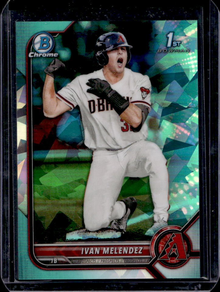 2022 Bowman Draft Sapphire Ivan Melendez Chrome Aqua 1st Prospect #/20