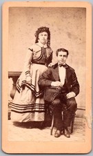 Antique CDV Circa 1870s Husband and Wife Fancy Dress Unmarked