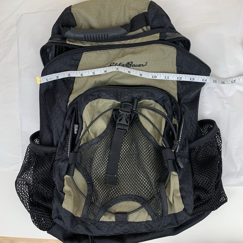 Eddie Bauer Hiking Backpack EB20221B w/ Handle Green And Black With Zip Pockets - Picture 11 of 12
