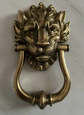 LARGE 9" ANTIQUE c.1921 LION HEAD ARCHITECTURAL SALVAGE DOORKNOCKER