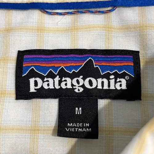 Patagonia Button Down Shirt Mens Medium Yellow Plaid Cotton Outdoor Fishing - Picture 3 of 9
