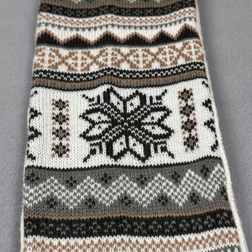 Muk Luks Infinity Loop Schal Schneeflocke hellbraun khaki grau creme wendbar nordisch - Bild 2 von 7